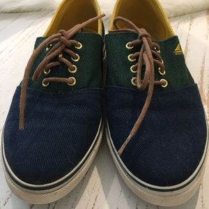 BASS BLUE GREEN & YELLOW CANVAS BOAT/SNEAKERS